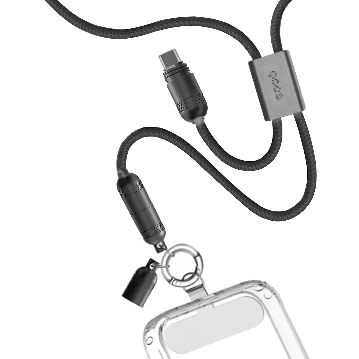 Qdos PowerLoop 2-in-1 Lanyard & USB-C Cable - Black