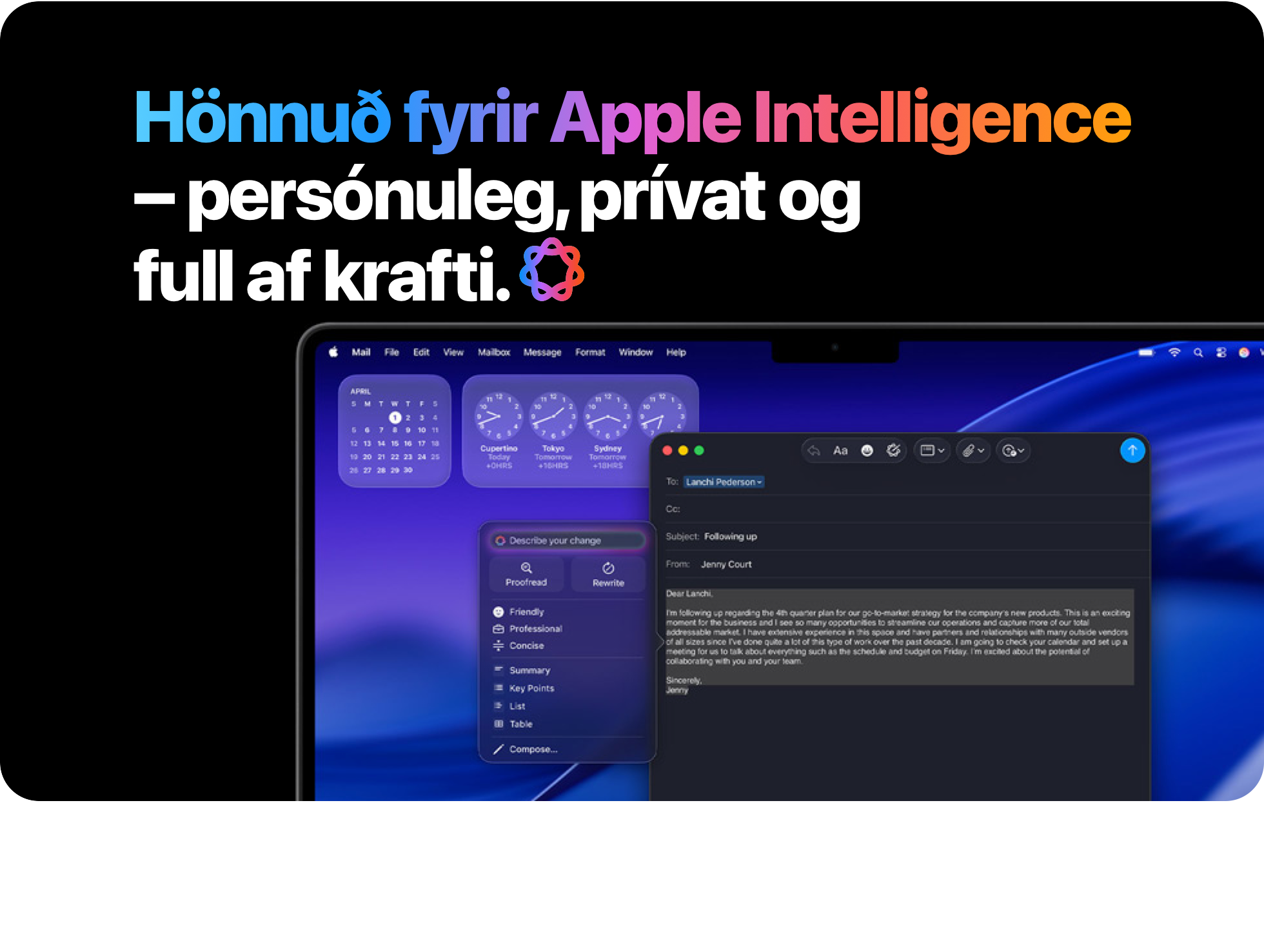 Hönnuð fyrir Apple Intelligence.