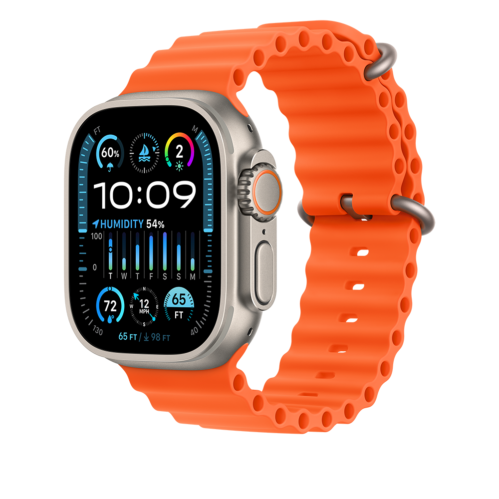Watch Ultra 2 49mm Natural Titanium Orange Ocean Band
