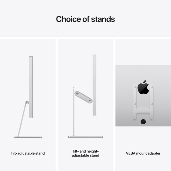 <p><em>Studio Display tengist við MacBook Pro tölvur með Thunderbolt 3 snúru og getur hlaðið tölvurnar í leiðinni. </em></p>